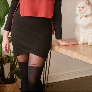 Black Faux Wrap Mini Skirt. Size Large.